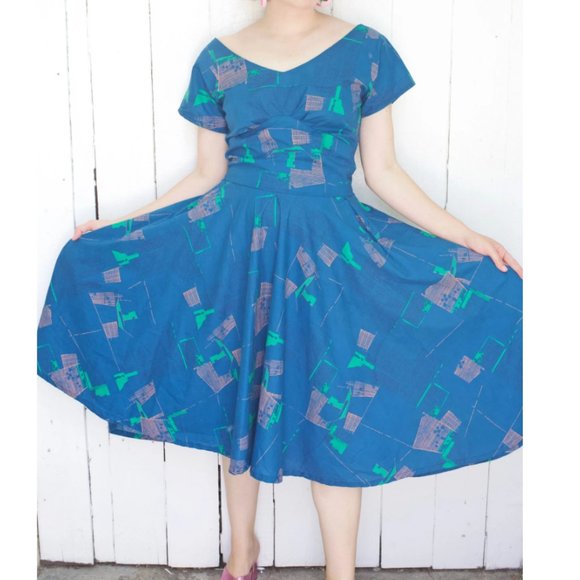 Vintage Handmade Cotton Dress Midcentury - Picture 2 of 8